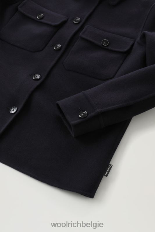 manteco overshirt van zuivere dubbele wol Woolrich vrouwen 8TTN0235 Melton blauw kleding