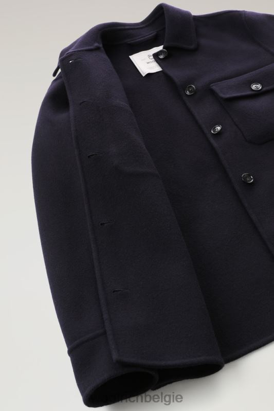 manteco overshirt van zuivere dubbele wol Woolrich vrouwen 8TTN0235 Melton blauw kleding