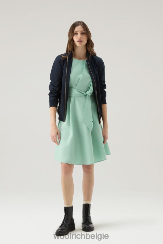 midi-jurk van popeline van puur katoen Woolrich vrouwen 8TTN0335 haven groen kleding