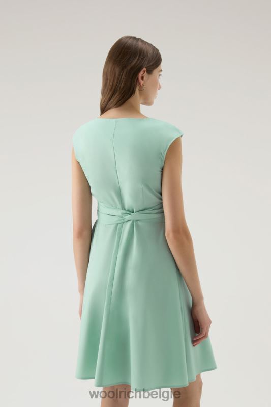 midi-jurk van popeline van puur katoen Woolrich vrouwen 8TTN0335 haven groen kleding