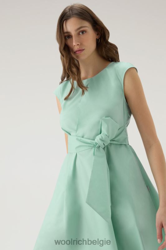 midi-jurk van popeline van puur katoen Woolrich vrouwen 8TTN0335 haven groen kleding
