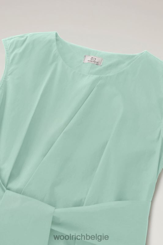 midi-jurk van popeline van puur katoen Woolrich vrouwen 8TTN0335 haven groen kleding
