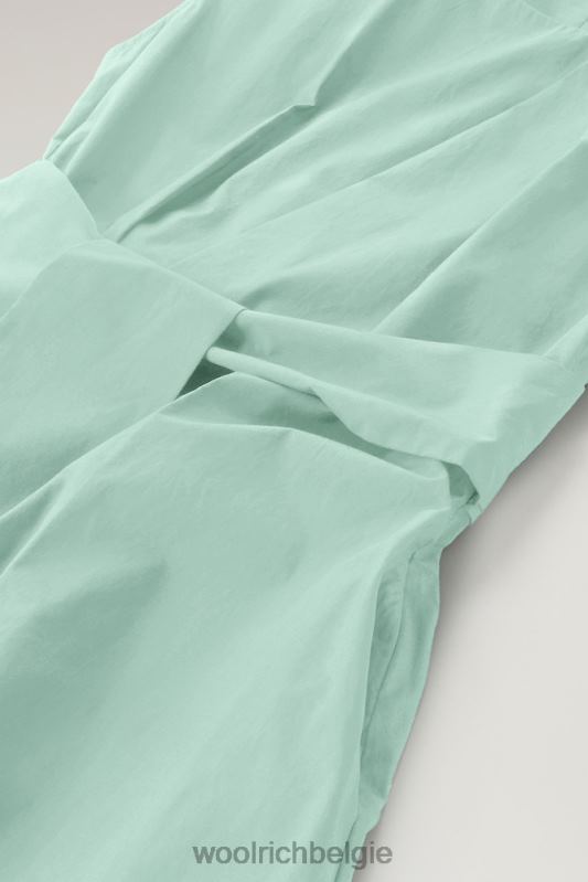 midi-jurk van popeline van puur katoen Woolrich vrouwen 8TTN0335 haven groen kleding