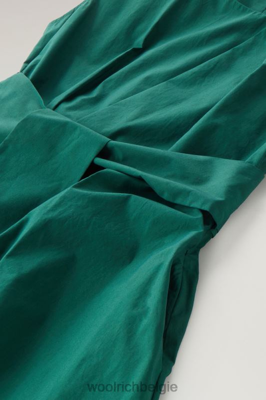 midi-jurk van popeline van puur katoen Woolrich vrouwen 8TTN0338 groenblijvend kleding