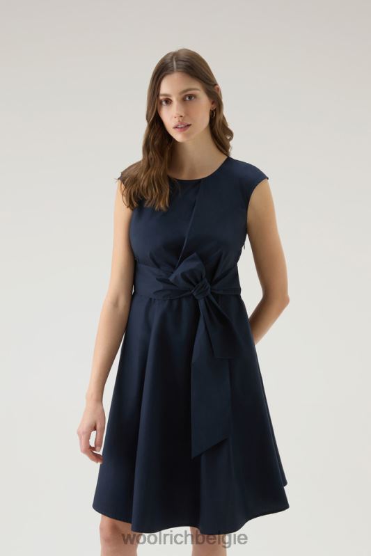 midi-jurk van popeline van puur katoen Woolrich vrouwen 8TTN0339 Melton blauw kleding