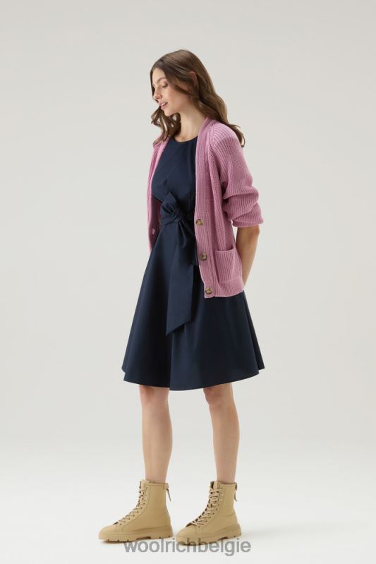 midi-jurk van popeline van puur katoen Woolrich vrouwen 8TTN0339 Melton blauw kleding