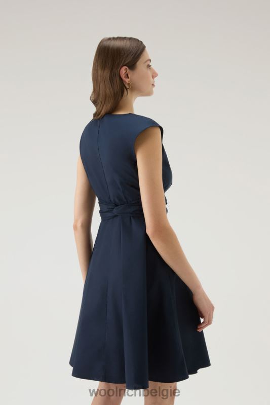 midi-jurk van popeline van puur katoen Woolrich vrouwen 8TTN0339 Melton blauw kleding