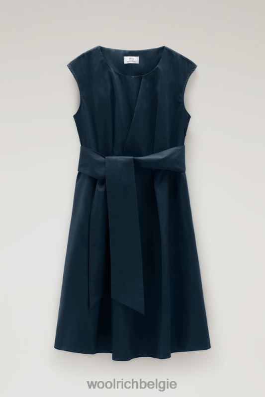 midi-jurk van popeline van puur katoen Woolrich vrouwen 8TTN0339 Melton blauw kleding