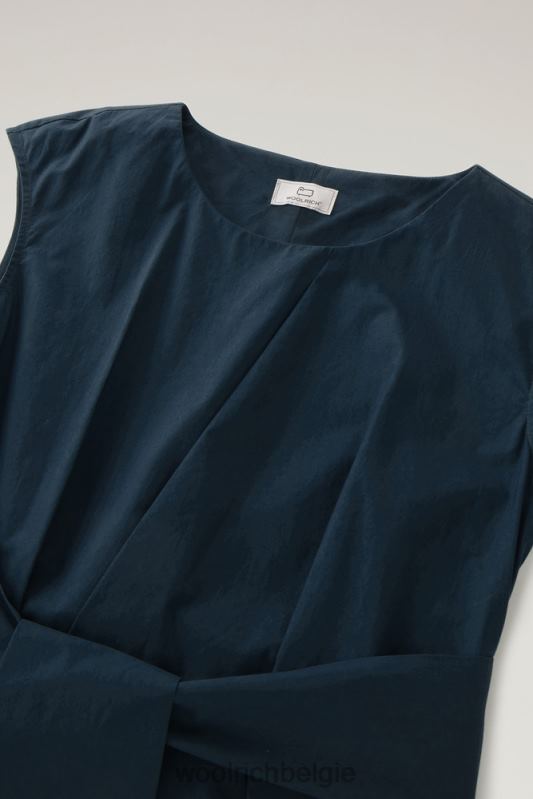 midi-jurk van popeline van puur katoen Woolrich vrouwen 8TTN0339 Melton blauw kleding