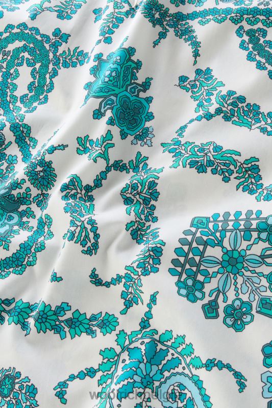 mouwloze blouse van puur katoenpopeline Woolrich vrouwen 8TTN040 turkoois paisley kleding