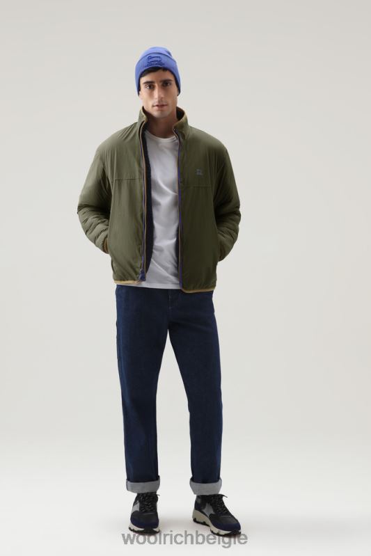 omkeerbare gekrulde fleece van sherpa en taslan nylon Woolrich Heren 8TTN0684 Melton blauw kleding