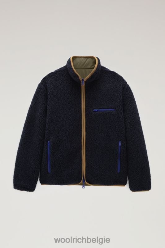 omkeerbare gekrulde fleece van sherpa en taslan nylon Woolrich Heren 8TTN0684 Melton blauw kleding