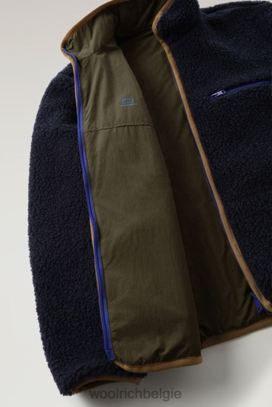 omkeerbare gekrulde fleece van sherpa en taslan nylon Woolrich Heren 8TTN0684 Melton blauw kleding