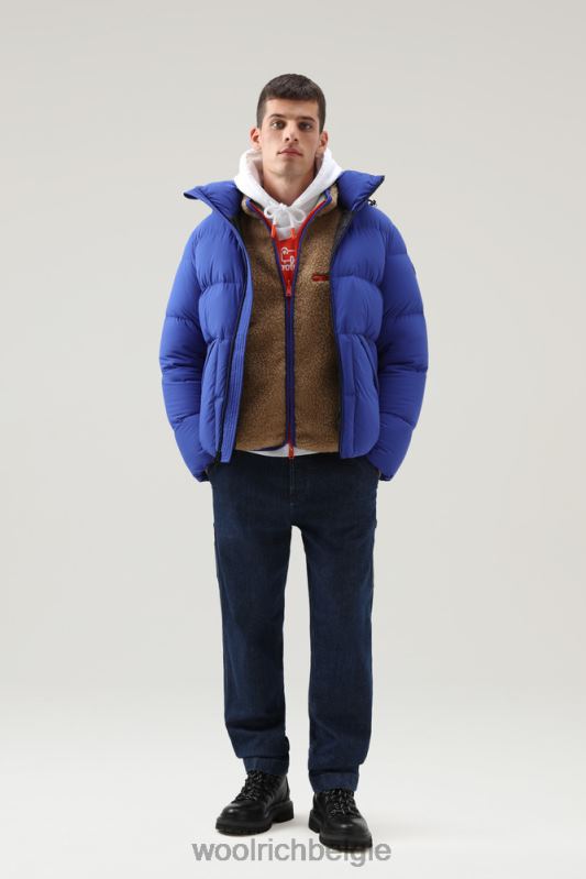 omkeerbare gekrulde fleece van sherpa en taslan nylon Woolrich Heren 8TTN0689 goud kaki kleding