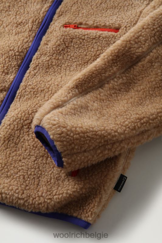 omkeerbare gekrulde fleece van sherpa en taslan nylon Woolrich Heren 8TTN0689 goud kaki kleding