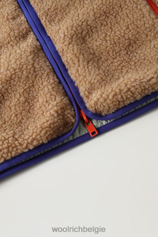 omkeerbare gekrulde fleece van sherpa en taslan nylon Woolrich Heren 8TTN0689 goud kaki kleding