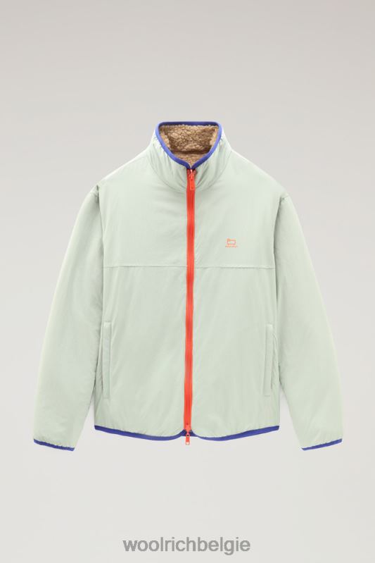 omkeerbare gekrulde fleece van sherpa en taslan nylon Woolrich Heren 8TTN0689 goud kaki kleding