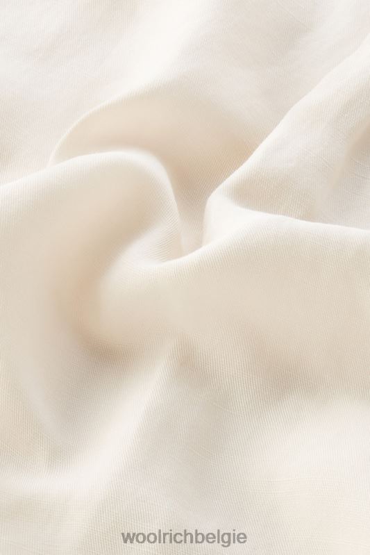 overhemd met korte mouwen van een linnenmix Woolrich vrouwen 8TTN0192 melkachtige crème kleding