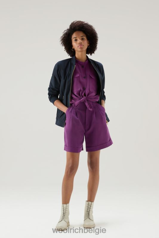overhemd met korte mouwen van een linnenmix Woolrich vrouwen 8TTN0196 charisma paars kleding