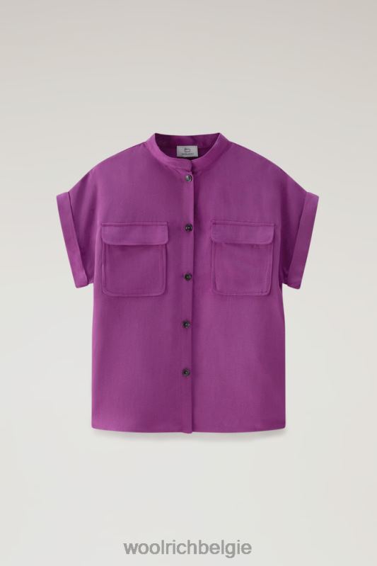 overhemd met korte mouwen van een linnenmix Woolrich vrouwen 8TTN0196 charisma paars kleding