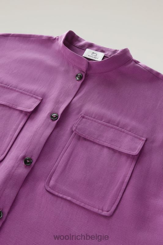 overhemd met korte mouwen van een linnenmix Woolrich vrouwen 8TTN0196 charisma paars kleding