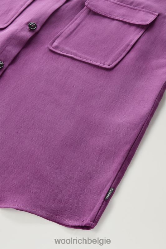 overhemd met korte mouwen van een linnenmix Woolrich vrouwen 8TTN0196 charisma paars kleding