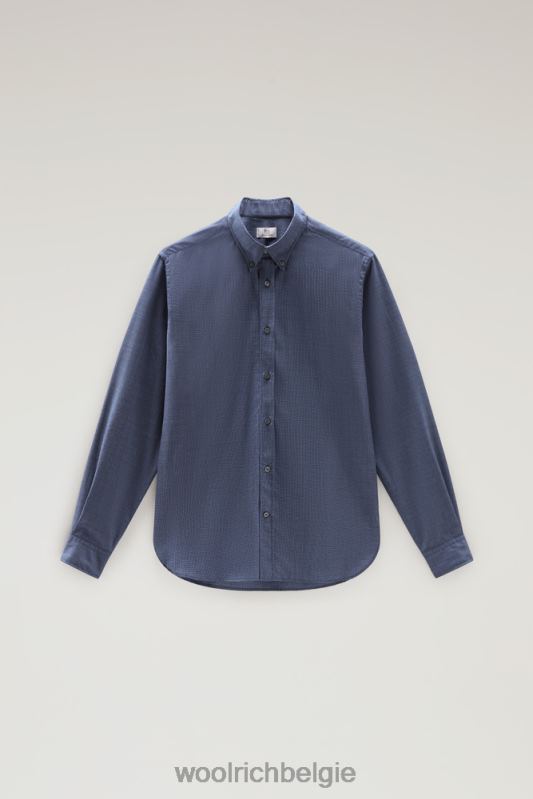 overhemd van coole scheermerinowol Woolrich Heren 8TTN0793 pied de poule blauw kleding