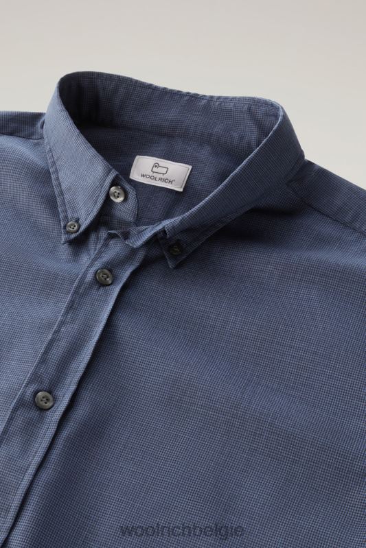 overhemd van coole scheermerinowol Woolrich Heren 8TTN0793 pied de poule blauw kleding