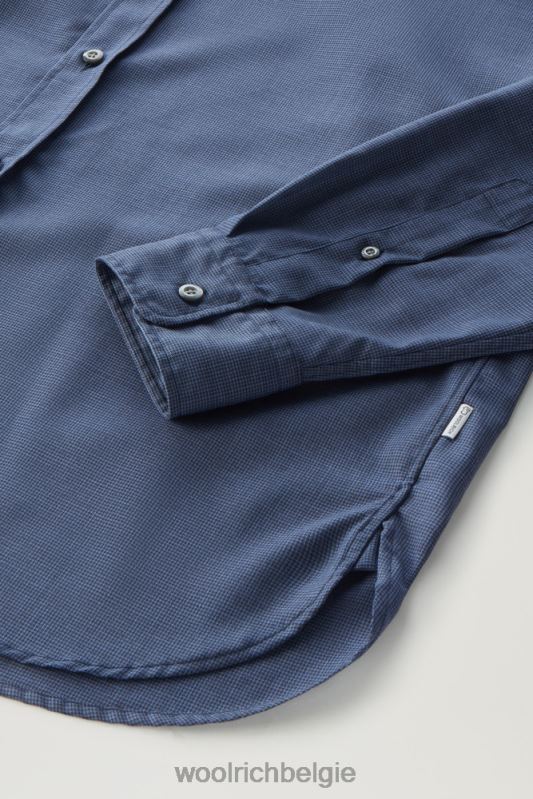 overhemd van coole scheermerinowol Woolrich Heren 8TTN0793 pied de poule blauw kleding