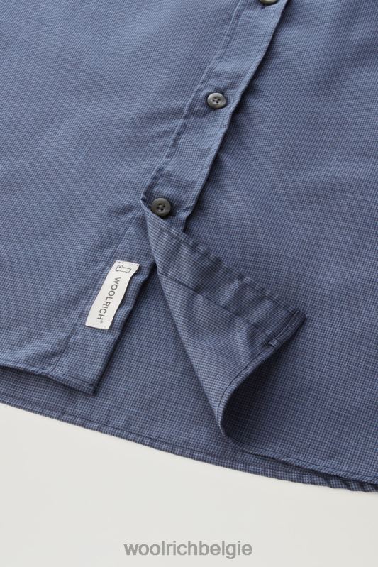 overhemd van coole scheermerinowol Woolrich Heren 8TTN0793 pied de poule blauw kleding