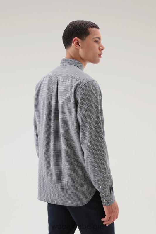 overhemd van coole scheermerinowol Woolrich Heren 8TTN0806 microcheck blauw kleding