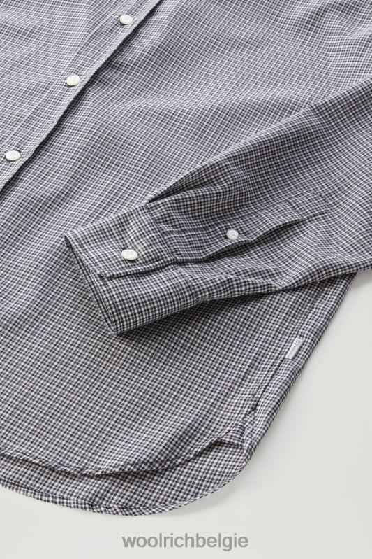 overhemd van coole scheermerinowol Woolrich Heren 8TTN0806 microcheck blauw kleding