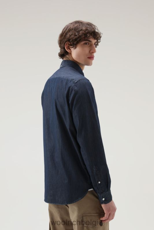 overhemd van puur katoenen chambray Woolrich Heren 8TTN0660 donkere indigo kleding