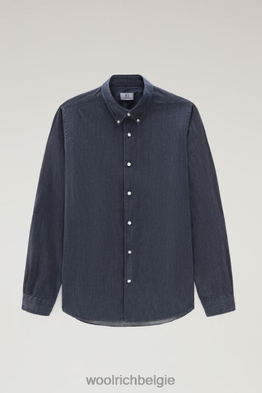 overhemd van puur katoenen chambray Woolrich Heren 8TTN0660 donkere indigo kleding