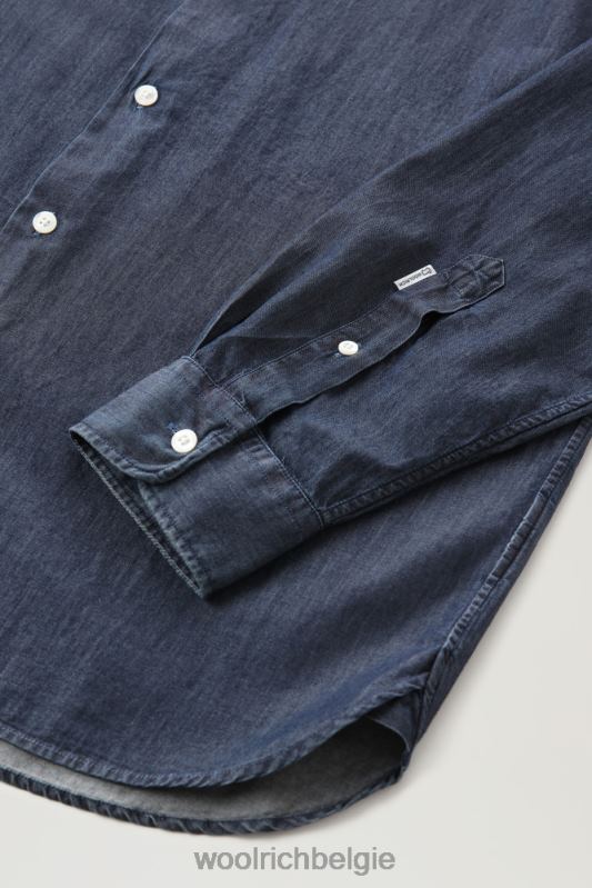 overhemd van puur katoenen chambray Woolrich Heren 8TTN0660 donkere indigo kleding