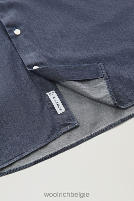 overhemd van puur katoenen chambray Woolrich Heren 8TTN0660 donkere indigo kleding