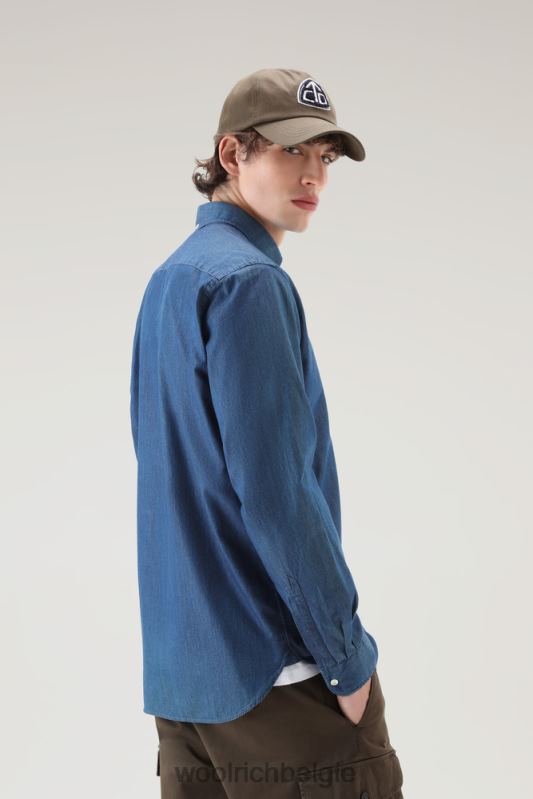 overhemd van puur katoenen chambray Woolrich Heren 8TTN0712 gebleekte indigo kleding