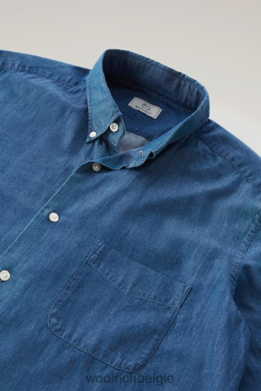 overhemd van puur katoenen chambray Woolrich Heren 8TTN0712 gebleekte indigo kleding