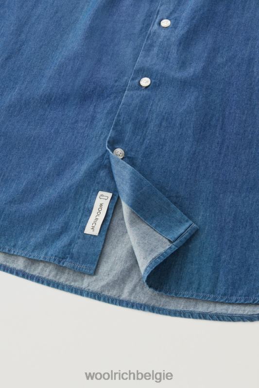 overhemd van puur katoenen chambray Woolrich Heren 8TTN0712 gebleekte indigo kleding