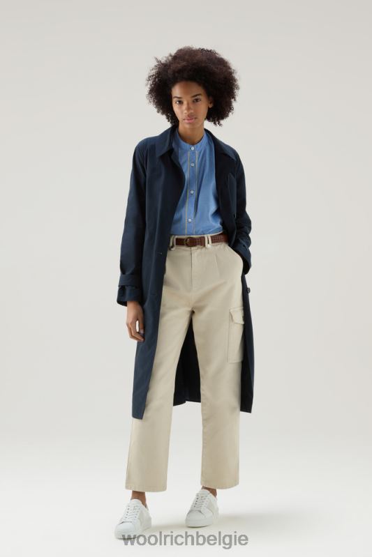 overhemd van puur katoenen chambray met biesjes Woolrich vrouwen 8TTN0134 bleek indigo kleding