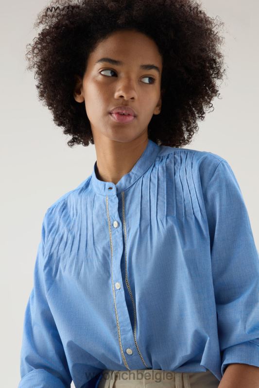 overhemd van puur katoenen chambray met biesjes Woolrich vrouwen 8TTN0134 bleek indigo kleding