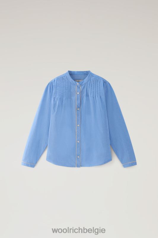 overhemd van puur katoenen chambray met biesjes Woolrich vrouwen 8TTN0134 bleek indigo kleding