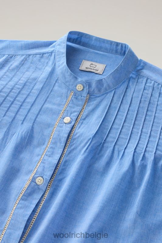overhemd van puur katoenen chambray met biesjes Woolrich vrouwen 8TTN0134 bleek indigo kleding