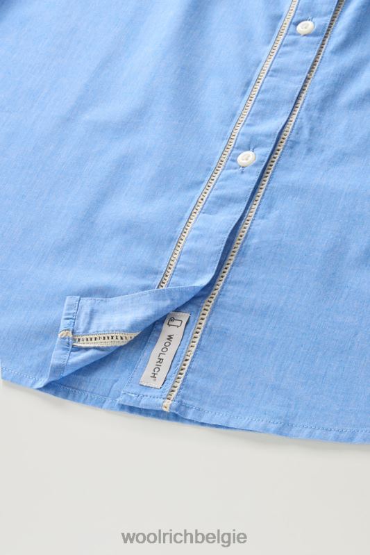 overhemd van puur katoenen chambray met biesjes Woolrich vrouwen 8TTN0134 bleek indigo kleding