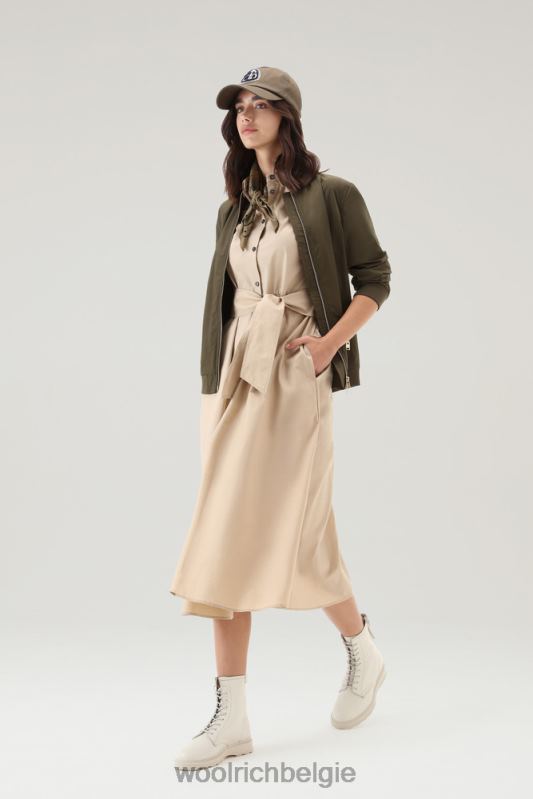 overhemdjurk van popeline van puur katoen Woolrich vrouwen 8TTN024 veer beige kleding