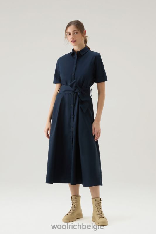 overhemdjurk van popeline van puur katoen Woolrich vrouwen 8TTN05 Melton blauw kleding