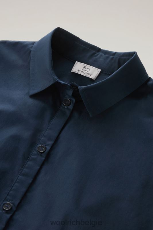 overhemdjurk van popeline van puur katoen Woolrich vrouwen 8TTN05 Melton blauw kleding