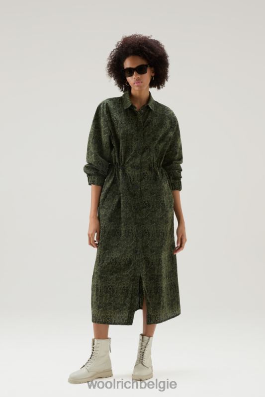 overhemdjurk van ripstop crinkle nylon met camouflageprint Woolrich vrouwen 8TTN099 donkergroene camouflage kleding