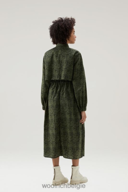 overhemdjurk van ripstop crinkle nylon met camouflageprint Woolrich vrouwen 8TTN099 donkergroene camouflage kleding
