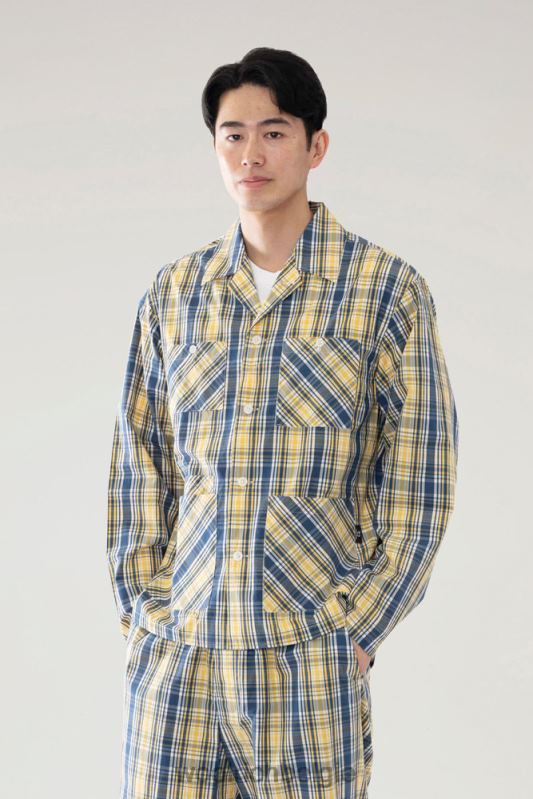 overshirt van een wattenmix Woolrich Heren 8TTN0540 gele ruit kleding